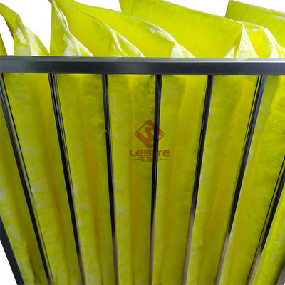 Filter Pemurni Udara 595mm Sintetis Melt Blown, Filter Bag F7 Kuning
