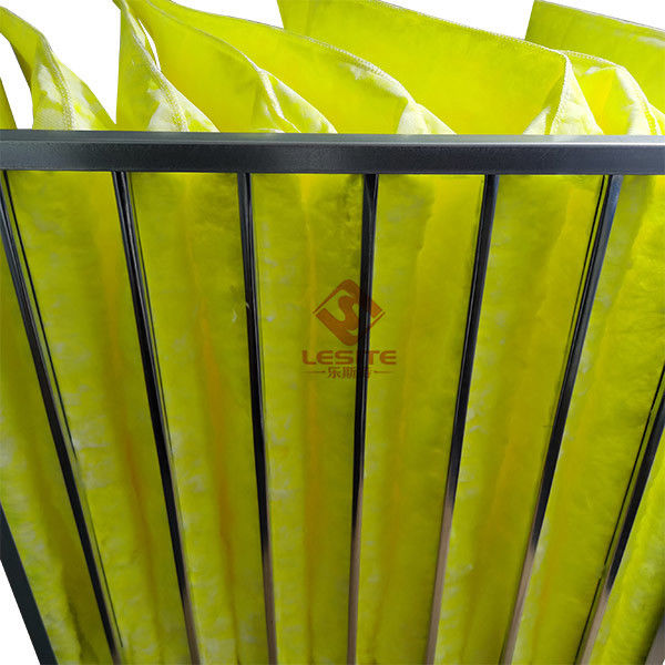 Filter Pemurni Udara 595mm Sintetis Melt Blown, Filter Bag F7 Kuning