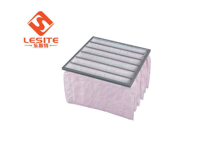 Aluminium Recyclable Washable H14 Pocket Bag Filter Udara Warna Pink